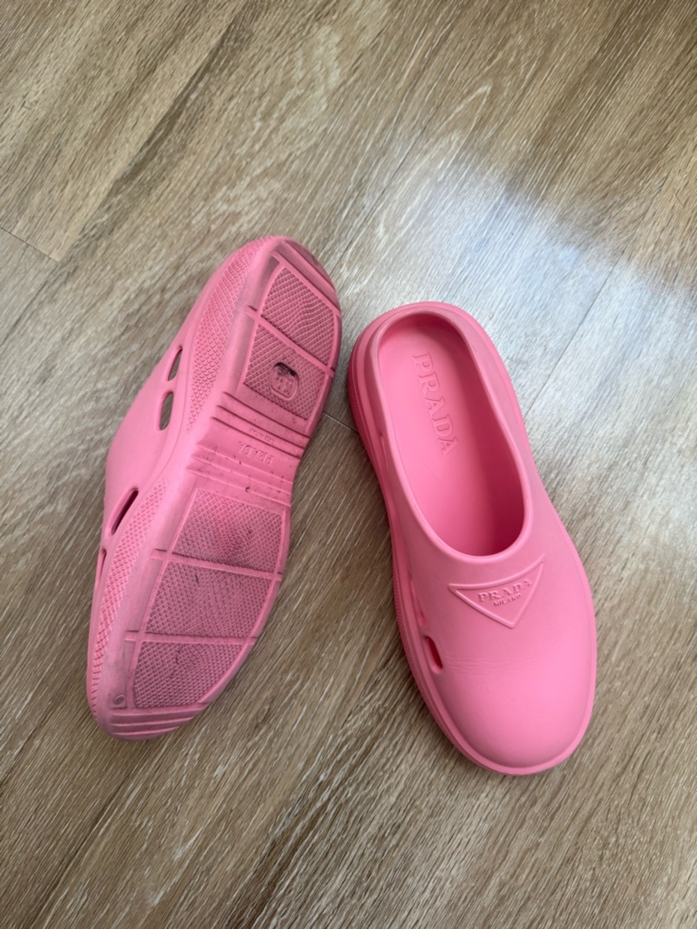 Prada Pink Slip-On Clog Shoes - Picture 3 of 3
